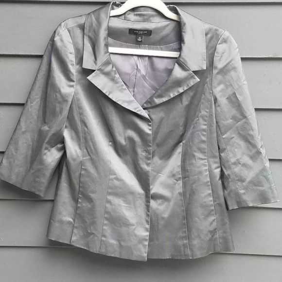 Ann Taylor Shiny Gray Jacket size 10 - Picture 1 of 11